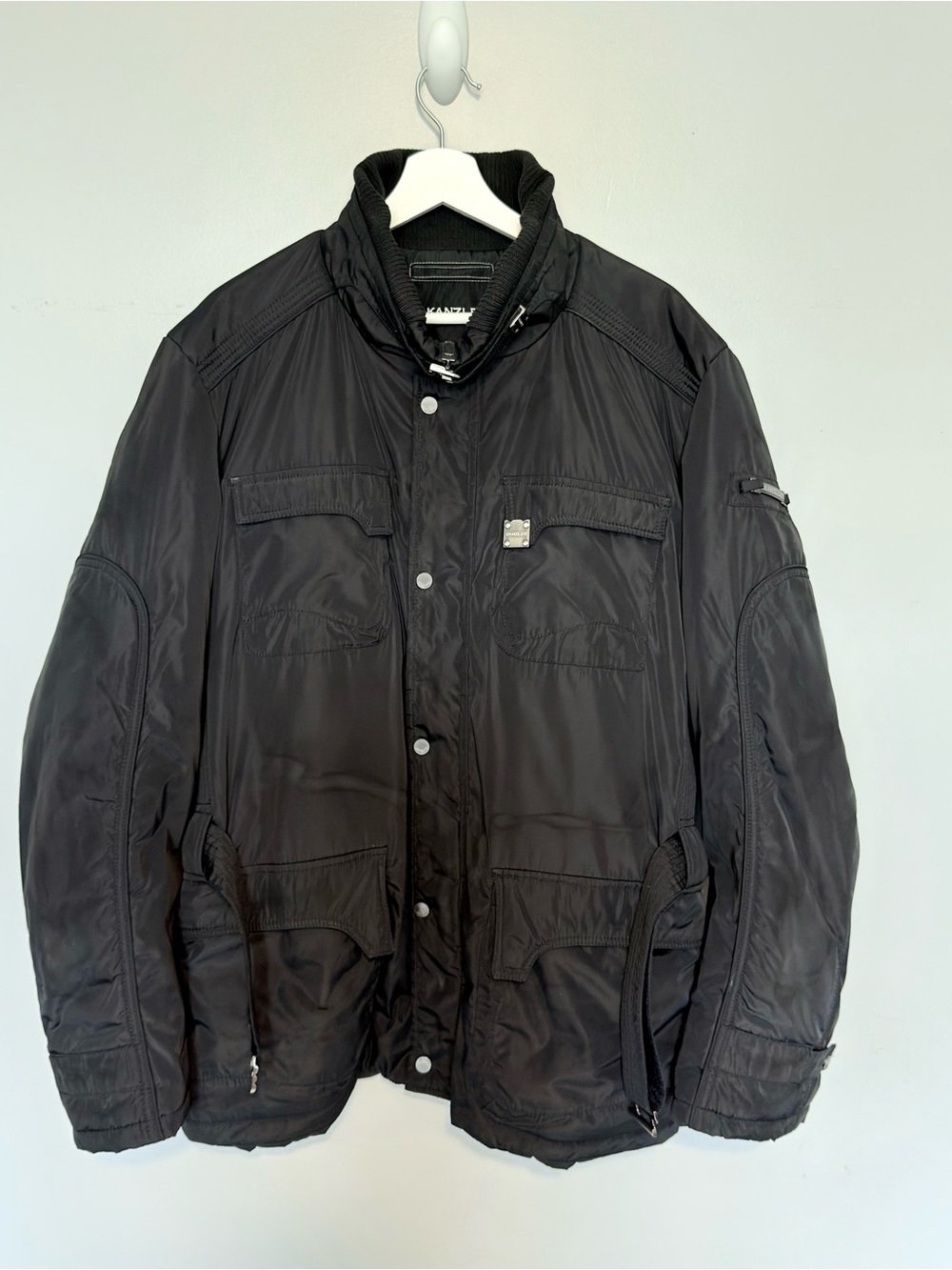 KANZLER Men’s Black Utility Field Jacket Multi Pocket Zip Snap Front Sz XL